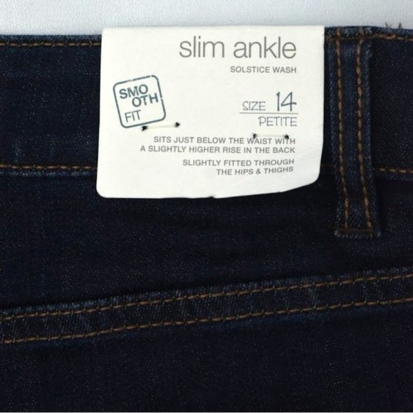 J Jill Smooth Fit Denim Jeans Womens 14P Slim Ankle Dark Wash - Picture 6 of 11